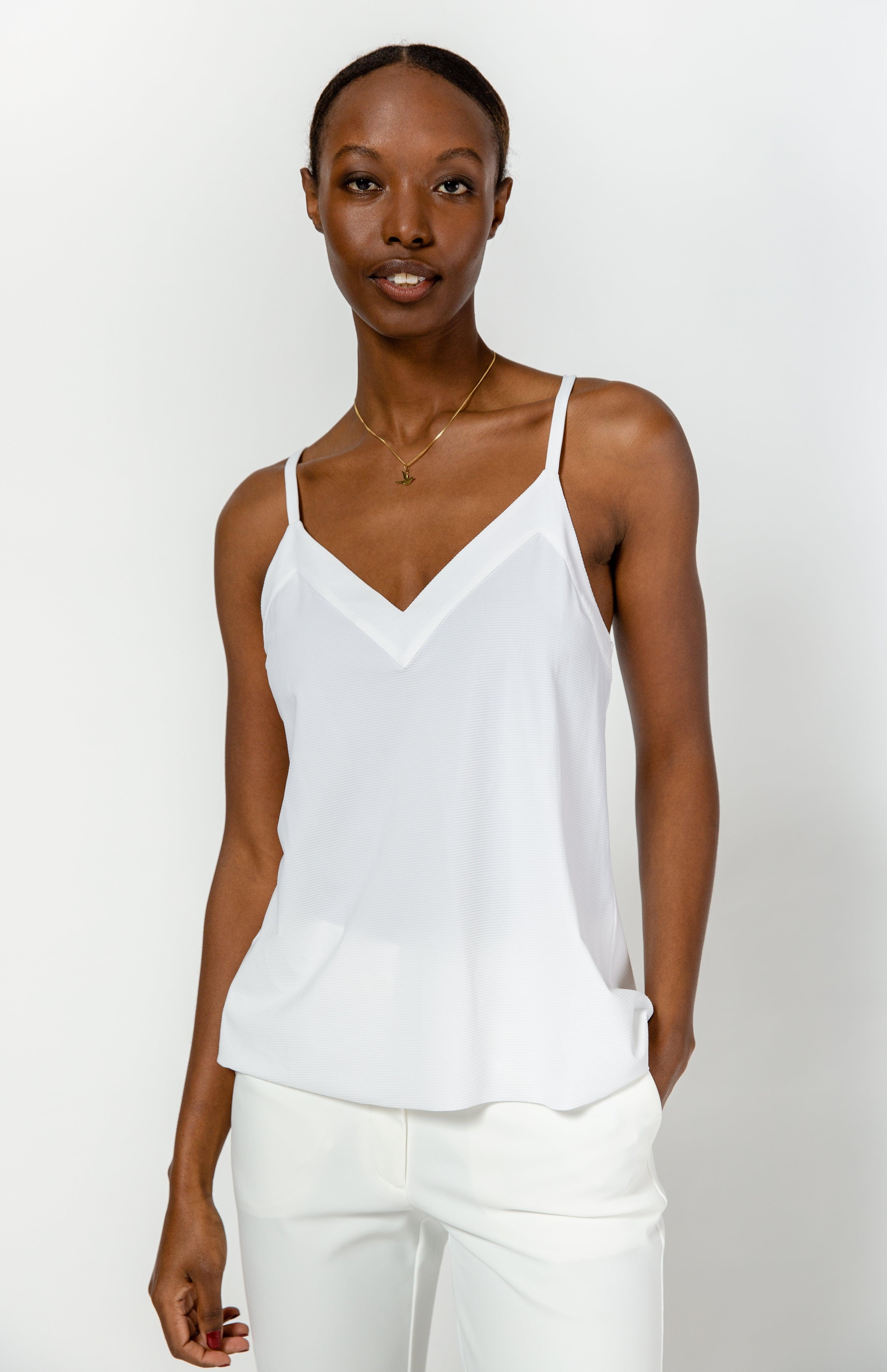 HARMONY RIB STRAP TOP - WHITE - MWHWEAR